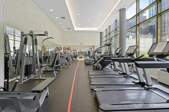 Large Gym Modern gym interior with treadmills and exercise equipment, well-lit and spacious.